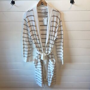 Barefoot Dreams Cream and Brown Striped Robe